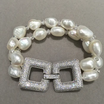 BaroqueNatural Apă dulce Pearl Brățară Multi Dublu de Straturi Neregulate de Perle Și cristal Brățară Moda Bijuterii Femei