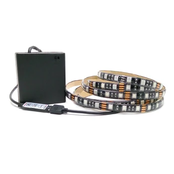Baterie Banda LED 5050 RGB PCB Negru 5V IP20 / IP65 rezistent la apa Banda de Iluminat DIY Lampă Decorativă Cu Cutie Baterie/Controler RGB