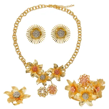 BAUS Dubai aur de culoare moda bijuterii Nigeria din Africa de șirag de mărgele de Flori accesorii bijuterii set Aniversare de nunta/petrecere, accesorii