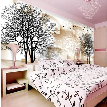 Beibehang 3d Personalizat de hârtie de perete alb și negru copac de spirit 3d fresca canapea camera de zi dormitor studiu TV de perete de fundal
