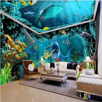 Beibehang lume Subacvatică rechin Personalizate Moderne de hârtie de Perete de Lux, care Acoperă Peretele din Dormitor Murală de Fundal 3d picturi murale Tapet