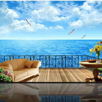 Beibehang Personalizat mare frescă balcon, liber să zboare la mare sea view TV de perete tapet de perete hârtie de tapet pentru pereți 3 d