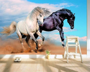 Beibehang Personalizate frescă mare tapet cai alb-negru, fotografie 3D tapet mural dormitor camera de zi de perete tapet 3D