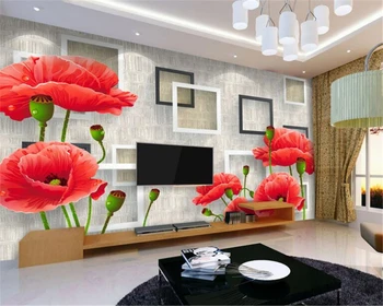Beibehang tapet pentru pereți 3 d Moda flori rosii simplu tridimensional 3D TV pictura murala de perete tapet papel de parede