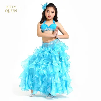 BELLYQUEEN 3 Piese Sutien+Curea+Rochie Bollywood Fete Printesa Belly Dance Costum de Performanță Costume Orientale de Dans Îmbrăcăminte
