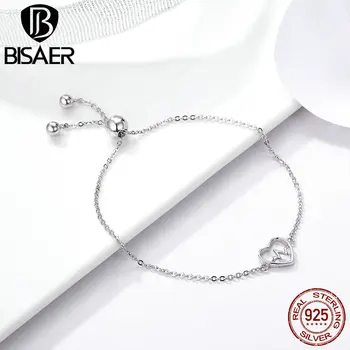 BISAER Argint 925 ECG De Dragoste pentru Totdeauna Inima Strand Bratari & Brățări pentru Femei Bijuterii de Argint Sterlină Pulseira