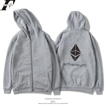 Blockchain Ethereum Hanorac Barbati/Femei cu Fermoar Ethereum Bitcoin Streetwear Imprimare ETH Logo-ul Cald Hoodie Zip-Up Plus Dimensiune