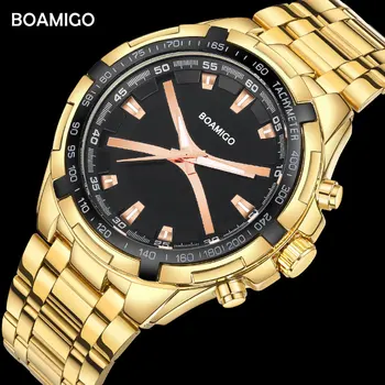 BOAMIGO brand bărbați cuarț ceas de lux de sex masculin rochie de moda ceasuri sport din oțel inoxidabil de aur cadou ceasuri relogio masculino