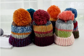 BomHCS Nagymaros Minge Multicolor Drăguț Toamna Iarna Gros Cald Pălărie Tricotate Femei Beanie Cap