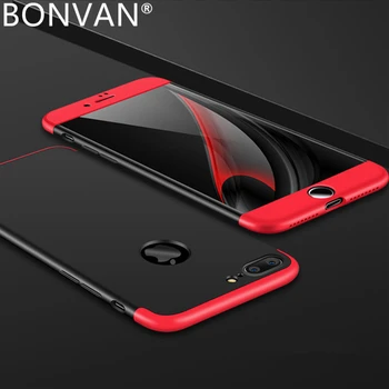 BONVAN 3 în 1 de Smartphone-Caz pentru iPhone 7 8 6 6s Plus Întreaga Protecție Scrub Shell Greu Mat Complet Acoperi Caz pentru iPhone X Capa