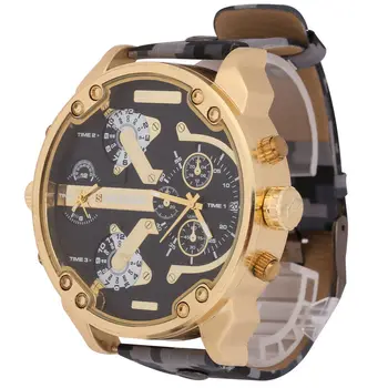 Brand de lux Ceasuri Barbati Ceas de Aur Cazul Curea de Camuflaj Dual Time Zone Militare pentru Bărbați Ceasuri Sport Reloj Hombre Noi