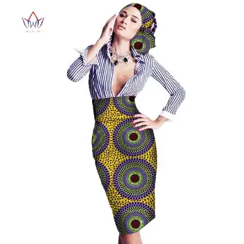 BRW 2017 Africane Ceara Print Fusta Dashiki Plus Dimensiune Tradiționale Africane Femei Îmbrăcăminte Bazin Midi Creion Fusta Genunchi-Lungime WY058