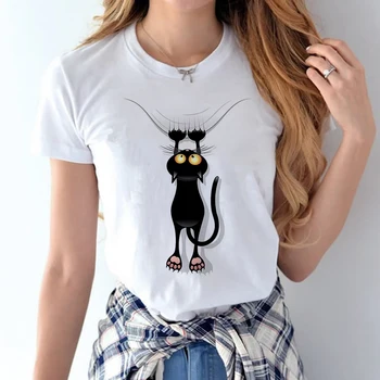 Bumbac 2018 Femei camasi de Vara de Dragoste Imprimate Desene animate T-shirt Casual Camasa cu Maneci Scurte Topuri Plus Dimensiune Alb Tricou