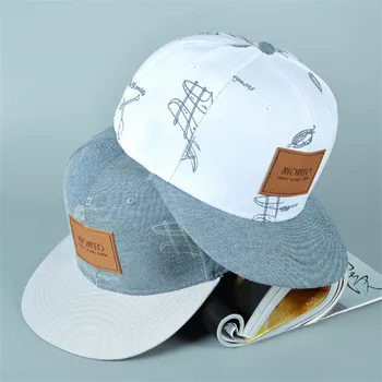 Bumbac denim pălărie de pânză aplicată litere casual proaspete graffiti hip hop sapca snapback capace de pălării pentru femei barbati os