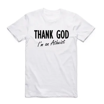 Bărbați Femei Mulțumesc lui Dumnezeu că sunt Ateu Print T Shirt Religia Științei Ateismul Cadou Maneci Scurte O-Gât Funny T-shirt