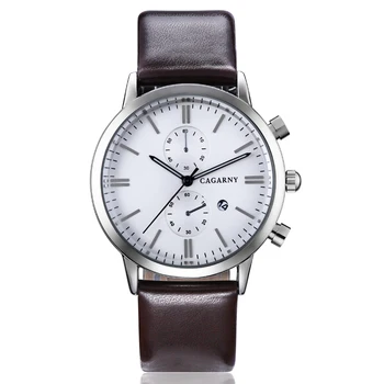 Cagarny Ceas Barbati Brand de Lux Celebru Bărbați Cuarț Ceasuri Ceasuri de mana Barbati Casual din Piele Watchband Data Cuarț Ceas Ore Noi