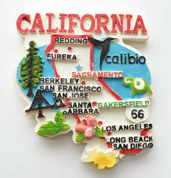 California Harta Administrativă Hollywood Repere 3D Magneți de Frigider sua Călătorie Suveniruri Frigider Magnetice, Autocolant