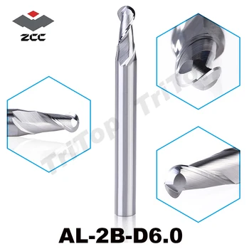 Calitate de TOP ZCC.CT AL-2B-R6.0 solidă carbură de tungsten 2 flaut minge nas end mill 12mm R6.0 frezat cnc cutter pentru aliaj de aluminiu