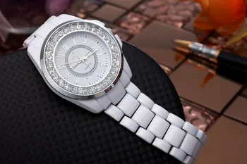 Ceas de lux Coreea Stil Rotund Cadran de Cristal Moda Cuarț Ceas Negru&Alb Aliaj Brățară Ceas Unisex masculino relojes