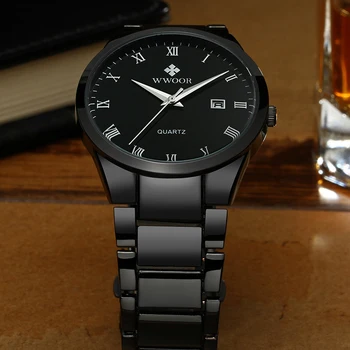 Ceasuri Barbati WWOOR Brand de Lux pentru Bărbați din Oțel Inoxidabil rezistent la apa Ceasuri Sport Bărbați Cuarț Ceas Analogic militarii de sex Masculin Încheietura ceas