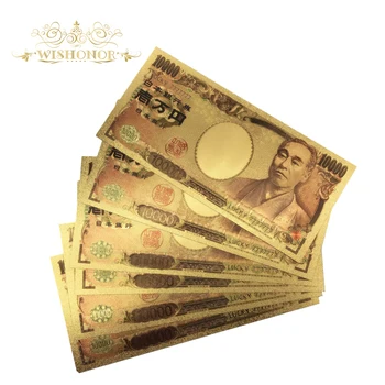 Cel mai bun Preț 500Pcs/Mult Noroc 777777 Culoare Japonia Aur Bancnota de 10000 Yeni Bancnote în 99,9% Placat cu Aur Fals de Bani Pentru Colectie