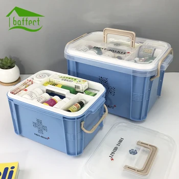 Cel mai nou Medicament Cutie de Prim Ajutor Trusa de Recipient de Plastic de Urgență Kit-ul Portabil Multi-strat cu Capacitate Mare de Stocare Organizator