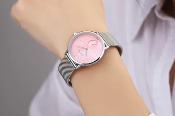 CHENXI Brand Unic de Femei Ceasuri Casual Roz de Argint din Oțel Inoxidabil Oprire Ceas Elegant Rochie Casual Quartz Lady Ceasuri de mana