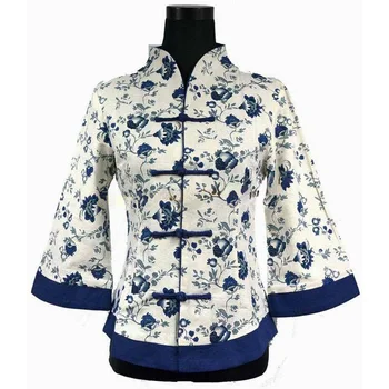 Chineză Femei Vintage Lenjerie de pat din Bumbac Tricou Tradiționale lucrate Manual Butonul Bluza Flori Tang Costum Topuri Plus Dimensiune XXXL 4XL 5XL WS061