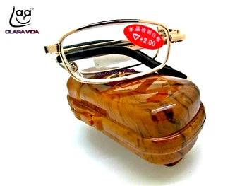 =CLARA VIDA= bricheta caz clip curea pliabil portabil barbati femei unisex aur ochelari de citit+1.0 +1.5 +2.0 +2.5 +3.0 +3.5+4.0
