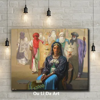 Clasic cifre Arabe păun fanii queen peisaje picturi in ulei pe panza de imprimare imprimate pe canvas wall art decor imagine