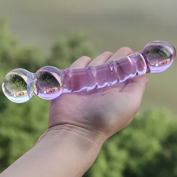 Clasic Mare Mare Double Dong s-a Încheiat Condus Vibrator de Sticlă Pyrex Cristal Penis Gay Anal pentru Adulti Jucarii Sexuale pentru Femeile de sex Feminin Masturbari