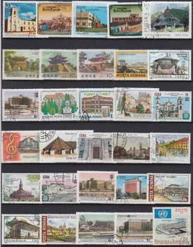Clădiri ,100 BUC/lot Nr Repet , Tot Din Lumea Largă Neutilizate Cu Post Mark timbre , Timbre Poștale de Colectare
