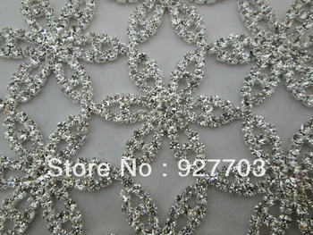 (CM281 105mm)1 X Strălucitoare Florale Flori de Argint, Cristal Clar Stras Aplicatiile de Mireasa de Cusut