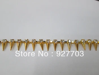 (CM359)1yds Uimitoare Punk Stras de Cristal de Aur Aplicatiile Lanț de Mireasa Tapiterie