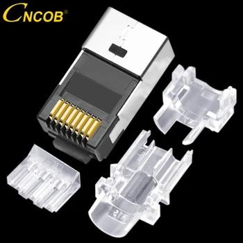 CNCOB Cat6 8p8c 50u placat cu aur de patru piese cablu conector Ethernet modular Cat6A de rețea rj45 conector calculator cristal plug