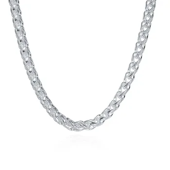 Colier placat cu argint pentru femei, bărbați 6mm lat răsucire cerc lanț cravată coliere lungi declarație de moda pandantiv CN083