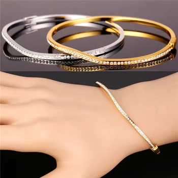 Collare Cristal Stras Brățări Pentru Femei Bijuterii En-Gros De Aur/Argint De Culoare Design Simplu, Bratari & Brățări H574