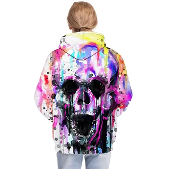 Colorate Craniu Imprimate Hanorace Barbati Femei Jachete 3D Noutate Streetwear Pulover de Toamna Iarna Rock Hip Hop de Moda Sacou