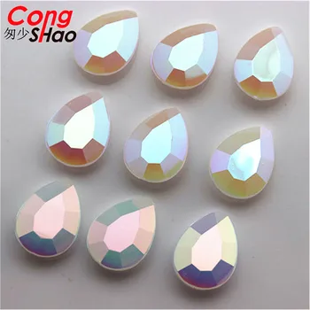 Cong Shao 150PCS 13*18mm Fațete AB Picătură Alb Acrilic Pietre de Cristal Pointback Piatră Pentru a Face Bijuterii Accesorii CS161