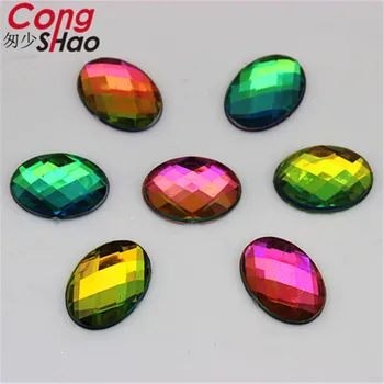 Cong Shao 200PCS 10*14mm 13*18mm AB Culoare Spate Plat Acrilice Pietre ovale pietre și cristale Pentru e costum Butonul 134