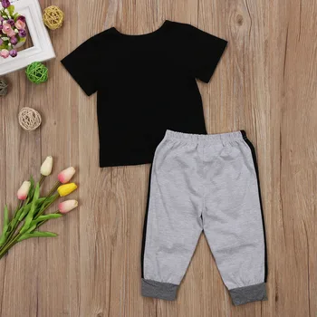 Cool Copil Copii Copii Seturi de Îmbrăcăminte de Bumbac Scrisoare de Imprimare T-shirt, Bluze Pantaloni Lungi Jambiere 2 buc Tinutele Set Haine Set 1-6M