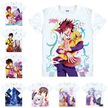Coolprint Anime Japonez Cămașă de nici un JOC NU VIATA T-Shirt Multi-stil Maneca Scurta Sora și Shiro Cosplay Costum Drăguț Cadou