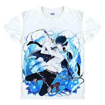 Coolprint manga Japoneză Albastru Exorcistul T-Shirt anime cămașă de Rin Okumura și Satana, Haine de Imprimare Tricou Manga