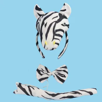 Copii Adulți Halloween Animal 3D Zebra Ureche Bentita Funda Coada Costum de Păr Favoruri de Partid de Crăciun, de Anul Nou