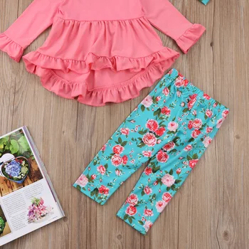 Copii Pentru Copii Fete De 3 Pc-Uri Florale, Costume De Haine Fetita Tricou Topuri Rochie+Pantaloni Lungi Headband Set Haine