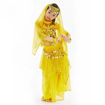 Copiii Burta Costum de Dans Copii, Dans Indian Dress 5 Buc de la Bollywood, Dans, Costume, pentru Fete de Performanță Dans Seturi