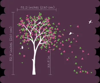Copiii De Grădiniță Dormitor De Decorare Perete Copac Autocolant Flori, Cu Păsări Care Zboară Acasă Decor Pictura Murala De Perete De Vinil Special Decal Y-940