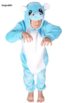 Copilul Unisex Petrecere de Halloween Hipopotam Salopeta Pijama de Flanel Pijama Animal Cosplays Onsie Onesie Charmander Kugurumi Costum