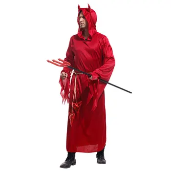Costume de Halloween pentru Adulti Barbati cu Gluga Roșie Rău Demon Devil Costum Uniforma Haina de Lux Cosplay Îmbrăcăminte pentru Bărbați
