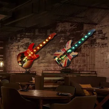 Creative Lampă cu LED-uri Podoabă Chitara Accesorii Bar, Restaurant Decorare Perete Atârnă Imagine Metal Artizanat Lumina Pandantiv en-Gros